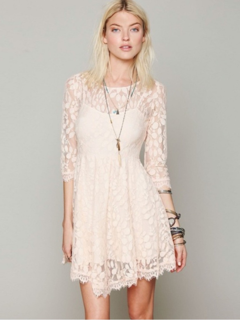 Free People Floral Mesh Lace Dress